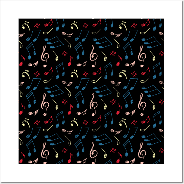 Music Notes Pattern Wall Art by okpinsArtDesign